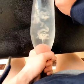 I was single at home and masturbated with my hands and ended up cumming in a condom balloon!!