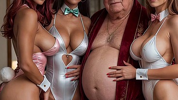 Ruby Dream - Luxury Mansion Party with Friends [AI Generated] Oldje Orgy, Old and Young, Foursome, Rimming, Rimjob