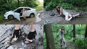 Arrogant Natasha gets stuck in the forest and falls into the mud