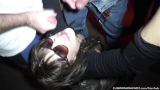Slutwife gets 30 loads in the basement of a club