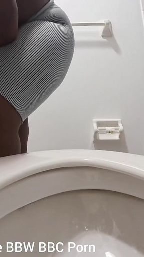 Desperate for a Pee Holding as Long as I Can Pissing in the Toilet