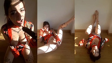 Black dildo geisha wearing