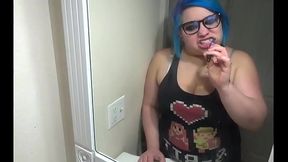 Nerdy Gamer Thick Glasses Brushing Teeth - Kyra Hellfire