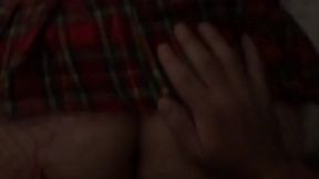 Mrs in her skirt and fishnets - Prone Bone is Mr's favourite