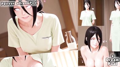 Big tits nurse throat fucked in rough blowjob