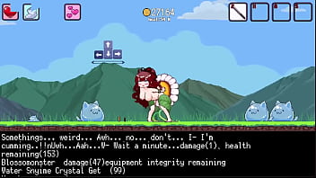 Hentai game. Cute brunette girl having fun having sex with different enemies.