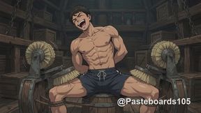 Bound Anime Muscle Hunks - Brush Machines On Their Inner Thighs