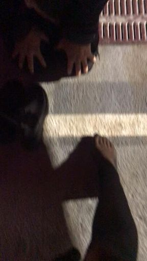 Using beta atm as a foot rest while he licks my spit off the ground