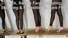 Cock, Balls & Face Trampling, Stomping and FaceSitting in Bare Feet