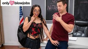 OnlyTeenBlowjobs - Hot Nerdy Student Sucks Her Tutor's Cock In Class