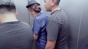 Tantalizing Chinese flight attendant gets banged in the elevator