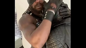 Anon Submissive Leather Worships Black Muscle Dom