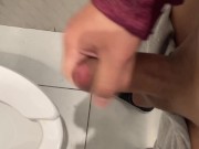 Jerking off in a public bathroom trying not to get caught