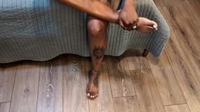 SHE RUBS THE LOTION ON HER FEET | Morgan