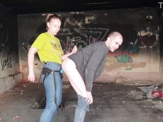 Anastasia Headmistress outdoor abandoned building horror pegging