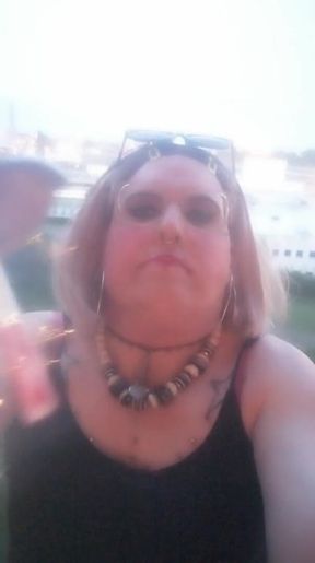 Blonde TS Stefanie smoking 2