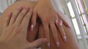 ”21 years old takes it in backdoor. Swallows cum”