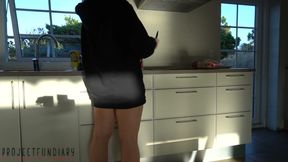 Housewife in hoodie gets natural protein