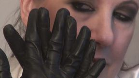 (hd) Black Leather Gloves Fetish