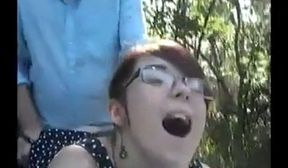 19yr old geek caught fucking in public