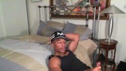 Cute Black Man Talks Dirty While Strokes Cock