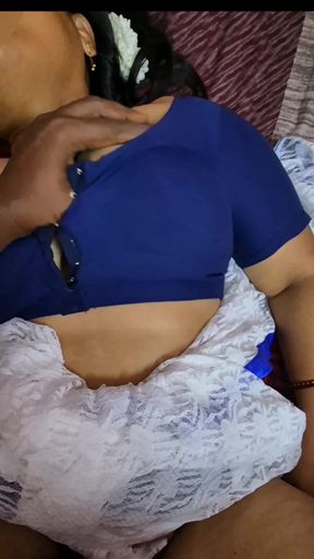 Sexy Desi Bhabhi Sreejaa in Blue Blouse and Saree Hard Missionary POV Sex