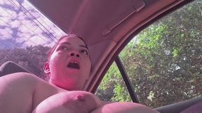 the fat girl yawning in the car