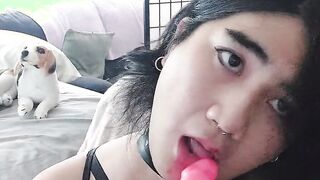 Lonely Lady Boy Deepthroats a Sex Toy