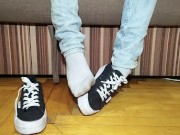 Sneakers, dirty socks, long toes play with socks - OlgaNovem
