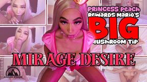 Black Trans Beauty Mirage Desire in Princess Peach Cosplay Cums on Herself