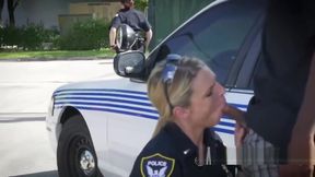 Milf cops subdue criminal into banging them out in broad daylight