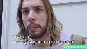 Long Hairy Latin Sucks Penis For Cash