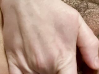 Masturbating my wet little tdick and moist snatch closeup making myself groan and cum