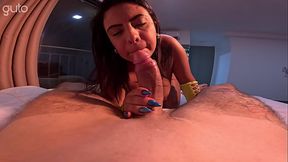 Amazing and slippery blowjob by this bbw with big natural tits!