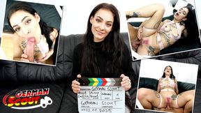 GERMAN SCOUT - Pink Bush and saggy Tits Girl Alexa Throat Pick Up for Casting Fuck