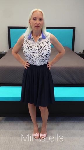 Blue Dress with Pink Mules