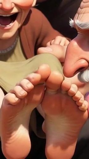 Cuckold Husband Licks Wife's Feet While She Sits on Her Lover's Lap - Hotwife Foot Worship