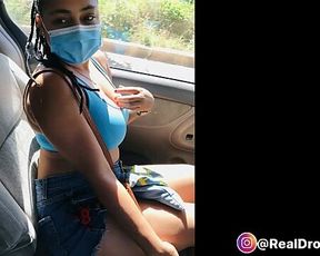 Uber ride leads to public Latina orgasm with oral pleasure