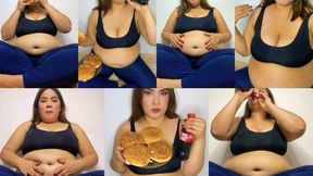 LATE NIGHT CAKE STUFFING – Tight Dress, Belly Play, Sweet Overeating