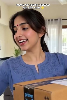 Indian influencer showing off her Amazon haul