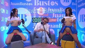 hot latin stepsisters riding the fuck machine together on juanbustospodcast