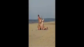 Chubby blonde mature flashes big booty on the beach