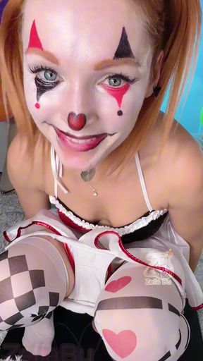 Clown Squirts While Riding Dildo in Ass