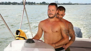 Damien Crosse and Valentin Petrov head out to sea on their boat