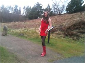 Tranny undressing in public