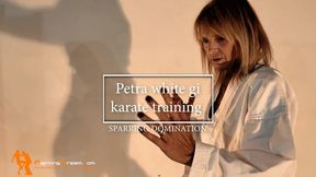 Petra white gi karate training sparring domination