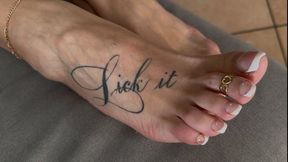 BIG WHITE BULL lick and worship Miss Rose's feet