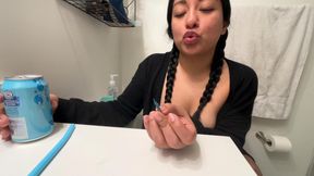 Giantess Burping on Tiny Man Before Devouring Him