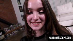 Nasty stepdaughter Hazel Moore grips her stepdads massive cock