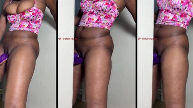 Standing alone with mighty dildo riding and sweet orgasm